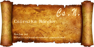 Csirszka Nándor névjegykártya