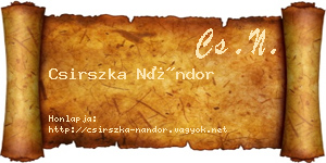 Csirszka Nándor névjegykártya